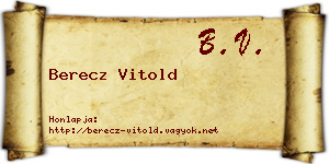 Berecz Vitold névjegykártya